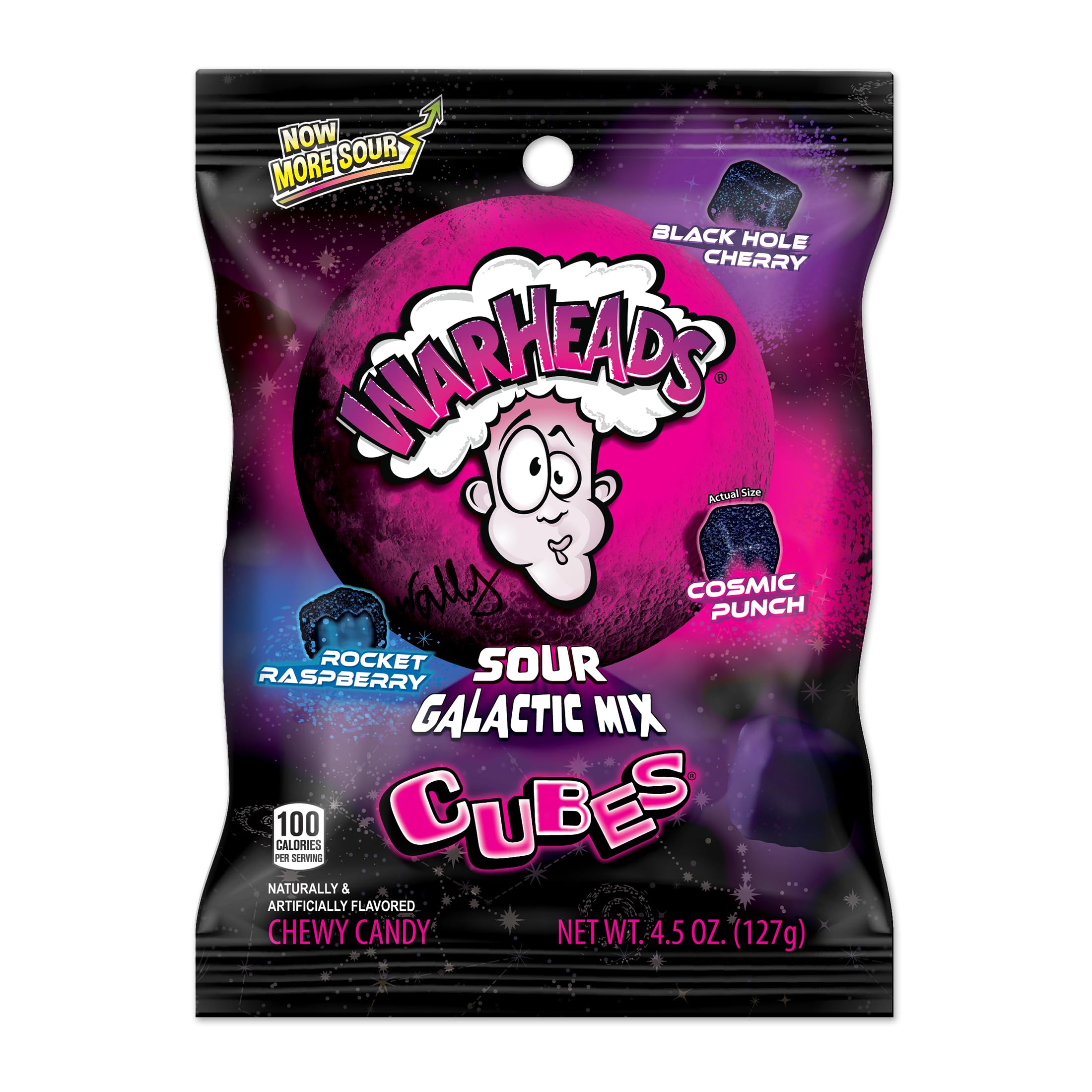 Galactic Mix Cubes - Sour Sweet & Fruity Chewy Candy - Black Hole Cherry, Rocket Raspberry & Cosmic Punch Flavors - 4.5 oz. Bag