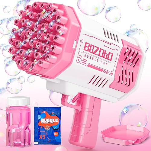 Pistola de burbujas con luces, solución de burbujas, soplador de burbujas para niños pequeños, regalos de fiesta, regalo de cumpleaños, juguetes al