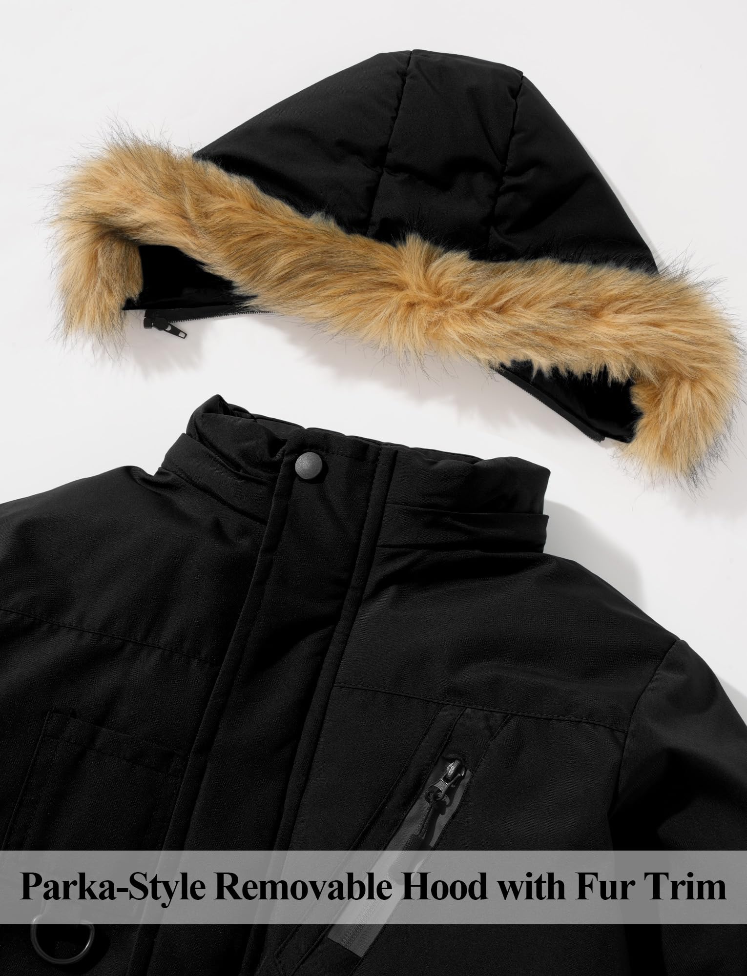 Happy Cherry Bambino Ragazzo Cappotto Invernale Giacca Imbottito Caldo con Pelliccia Cappuccio Rimovibile Stile Parka Antivento per 5-14 Anni