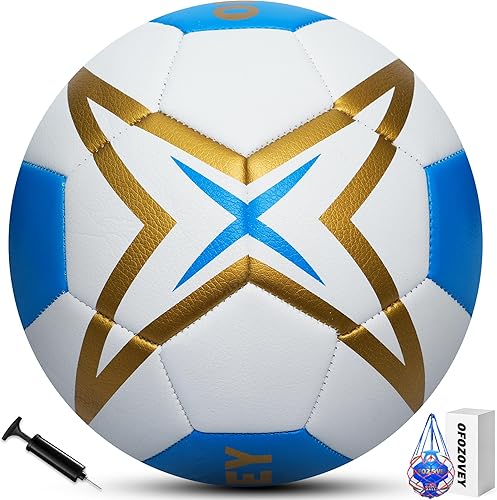 OFOZOZEY - Balón de fútbol tamaño 5, paquete de dos unidades, fútbol clásico para interiores y exteriores con 1 bomba, 2 bolsas de red y 1 aguja, de