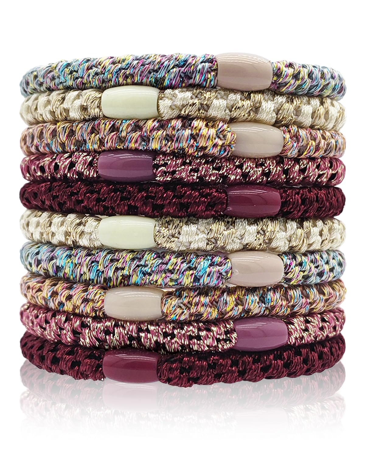 Kisvic Haargummis Damen, 10 Stück Mode Geflochtene Hair Ties, Elastische Haarbänder Mehrfarbigen für Frauen/Mädchen/Kinder,Dickes und Lockiges Haar
