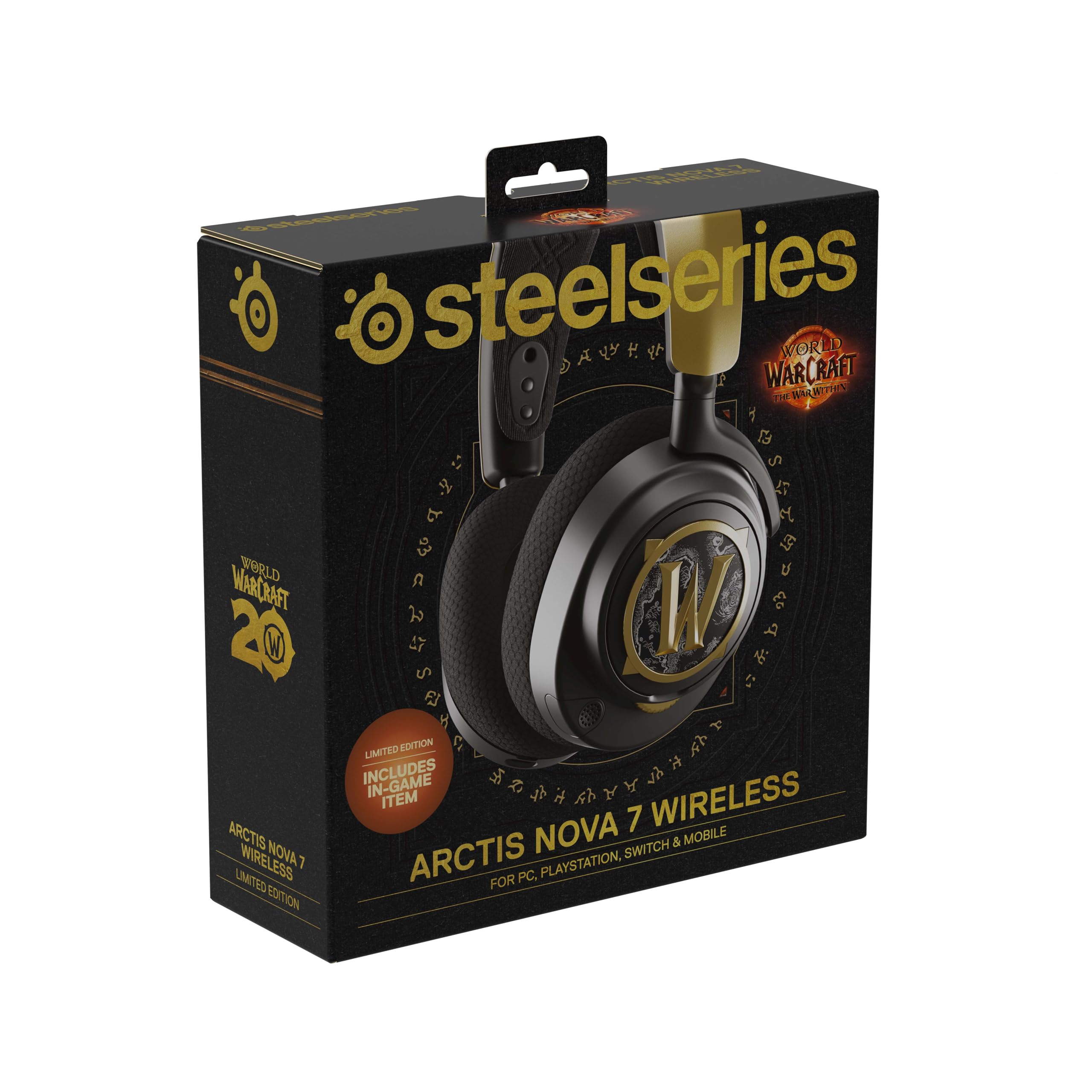 SteelSeries Arctis Nova 7 - Casque sans Fil Multi-Plateforme - World of Warcraft Edition - Objets en Jeu Inclus - 2,4 GHz + Bluetooth mixable - Batterie USB-C 38h - PlayStation, PC, Switch