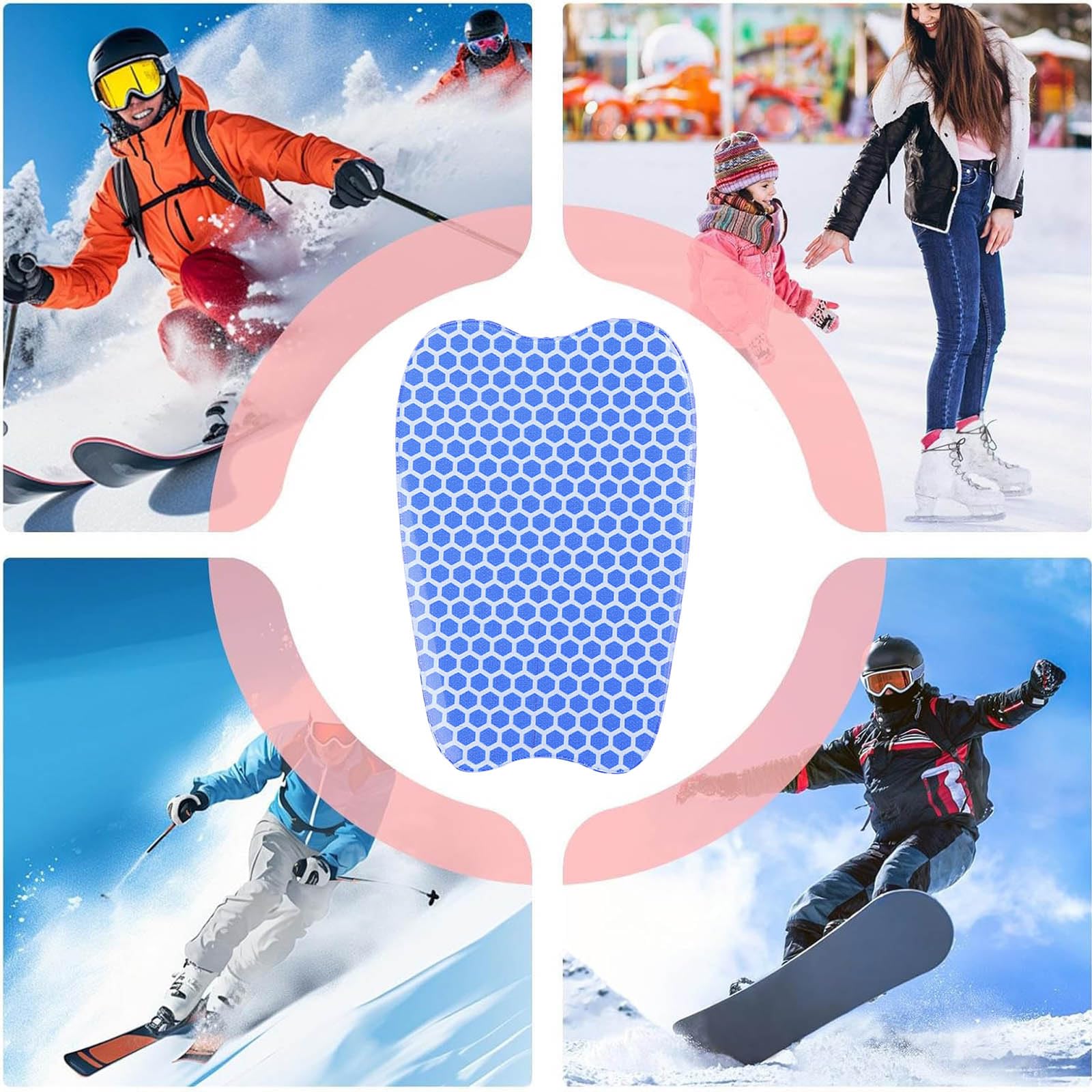 Protège-tibias pour le ski, coussinets en gel pour absorption des chocs, protections réutilisables pour bottes de ski pour adultes, protège-décompression pour snowboard et football