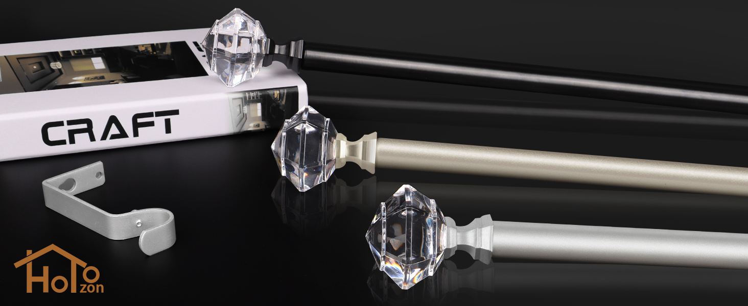 Bastone Per Tende Oro Champagne - Regolabile Da 80 A 218cm Con Diamante Acrilico - Foto 3