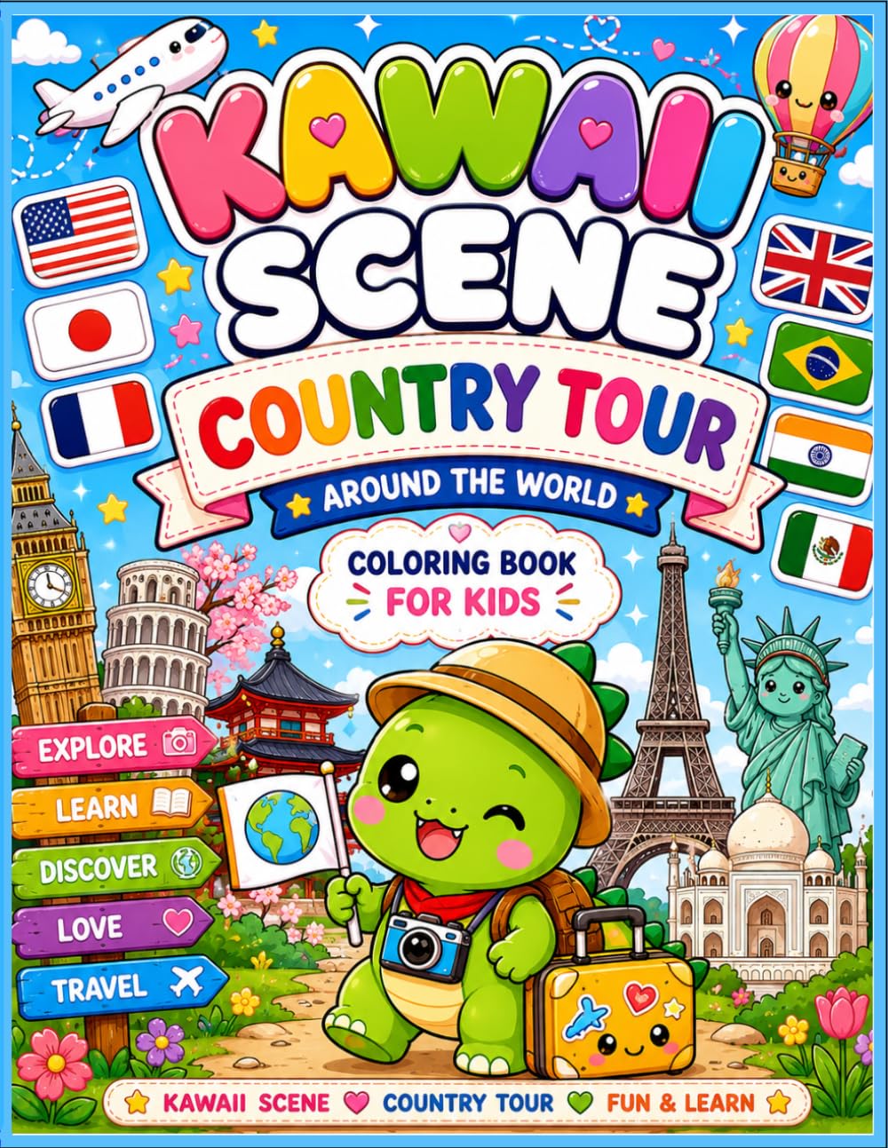 Kawaii Scene Country Tour- Around the world: Color, Learn, and Explore the World with Kawaii Scence