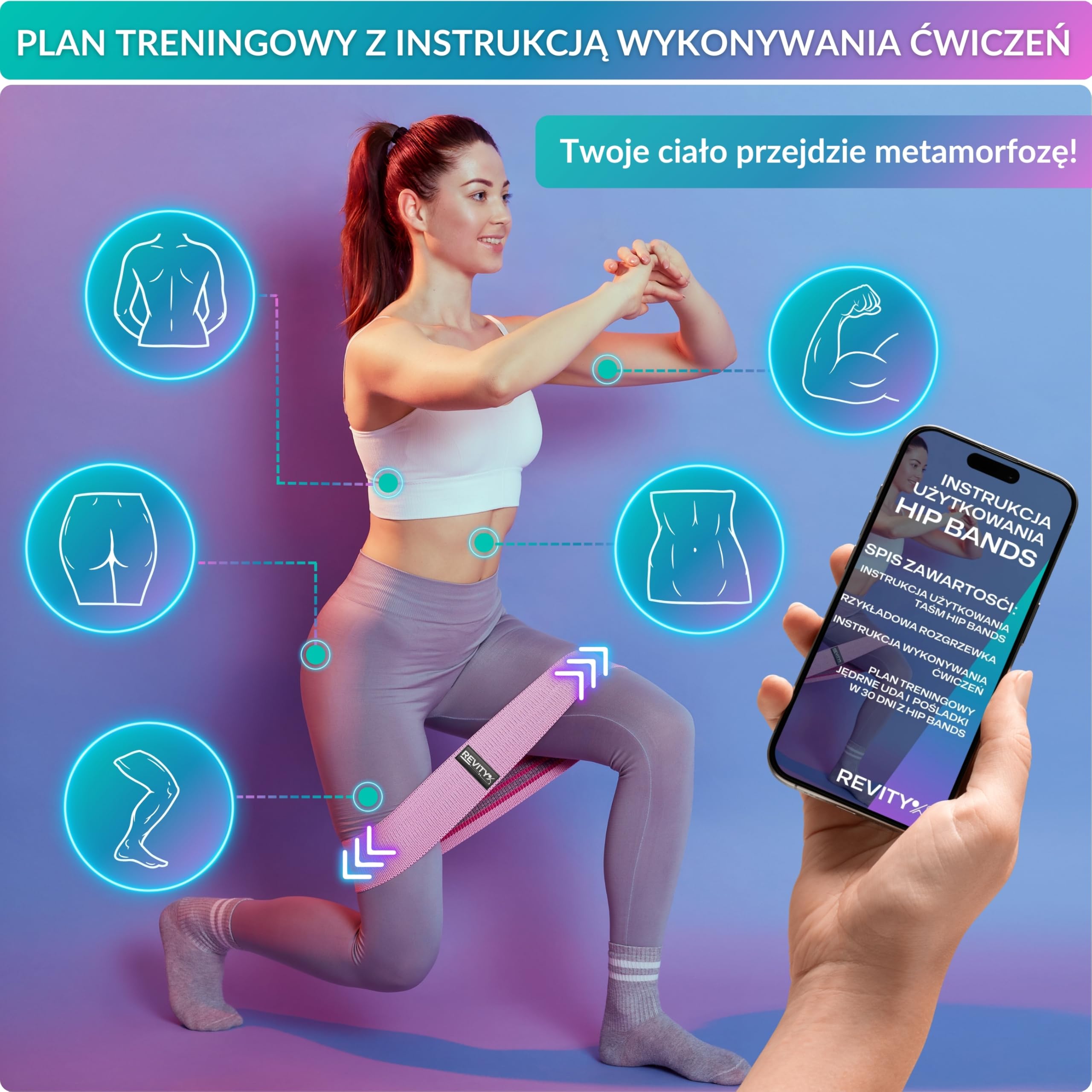 Gumy Oporowe Materiałowe - Zestaw 3 Gum do Ćwiczeń Ud i Pośladków | Taśmy Fitness, Naturalny Lateks, Trwałe, Antypoślizgowe, Plan PDF na 30 Dni z Instrukcją Ćwiczeń, Woreczek do Przechowywania