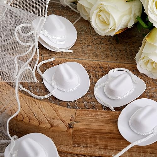 Miniatura 7 de Hercicy 36 sombreros de vaquero para manualidades, recuerdos de boda, decoración de fieltro en miniatura, sombrero de fiesta occidental, decoración
