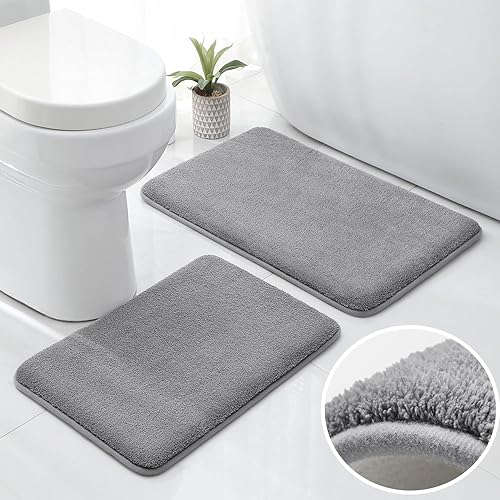 HOMEIDEAS Tapete de baño de 2 piezas, extra grueso, absorbente, de espuma viscoelástica, antideslizante, de microfibra suave, lavable a máquina