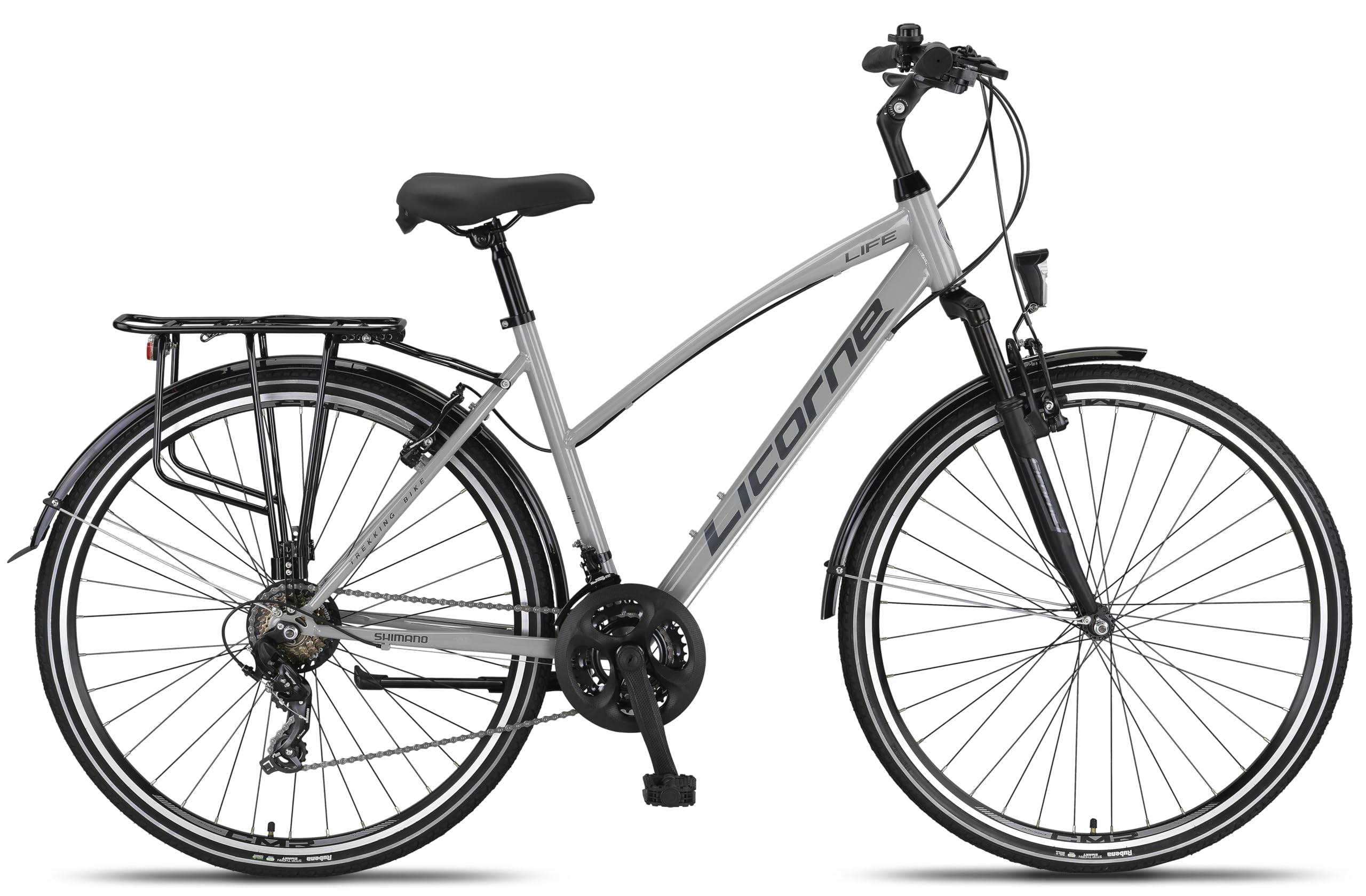 Licorne Bike Vélo de trekking de qualité supérieure de 28 pouces - Pour garçons, filles, femmes et hommes - Dérailleur Shimano 21 vitesses - VTT - Cross - Life-L-V.