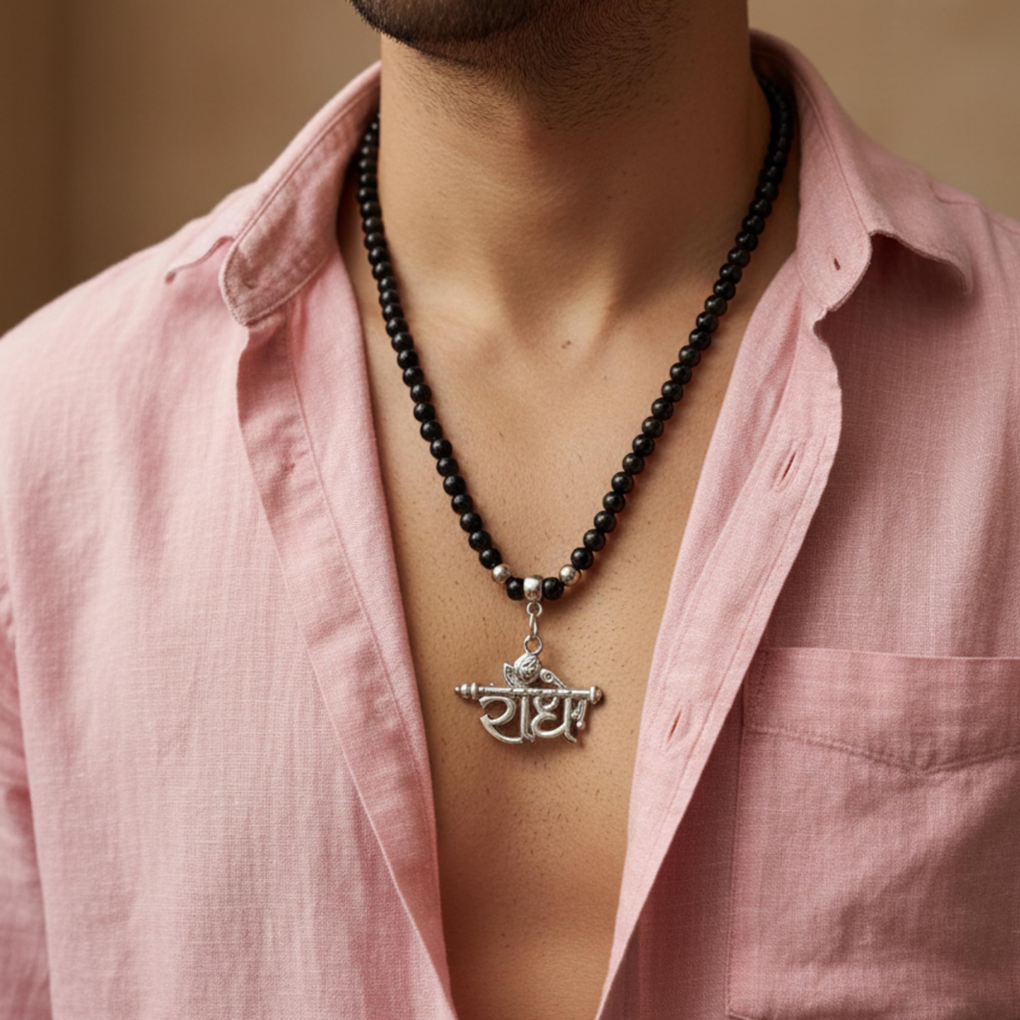 D2fashion Radhe Divine Black Bead Men’s Pendant Necklace-image-35