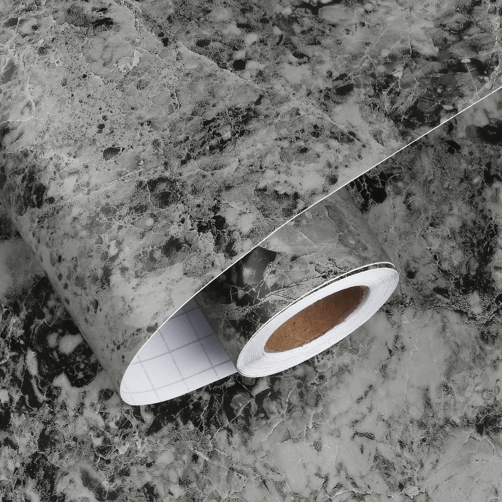 Livelynine Marble Vinyl Wrap for Kitchen Worktop Grey Marble Sticky