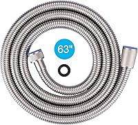 Vista 13 de Aleasha Manguera de ducha con acabado negro mate, 63 pulgadas SUS 304 de acero inoxidable extra largo, manguera de cabezal de ducha de mano