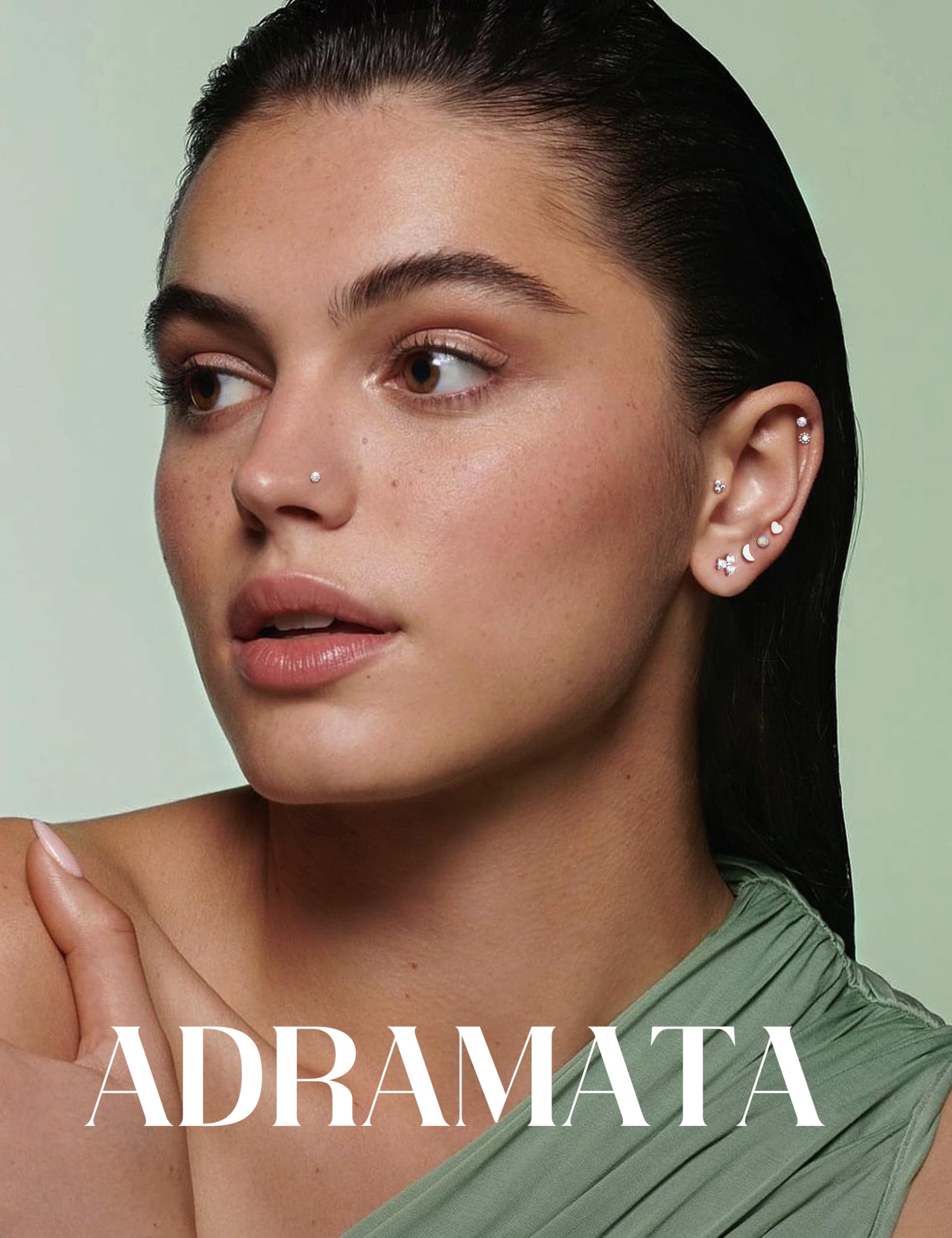 Adramata Piercing Oreja Tragus Helix Labret Roscado Interno Labio CZ Hipoalergénico Medusa Pendiente Pequeño Conch Cartílago Oro Plata 6/8/10MM