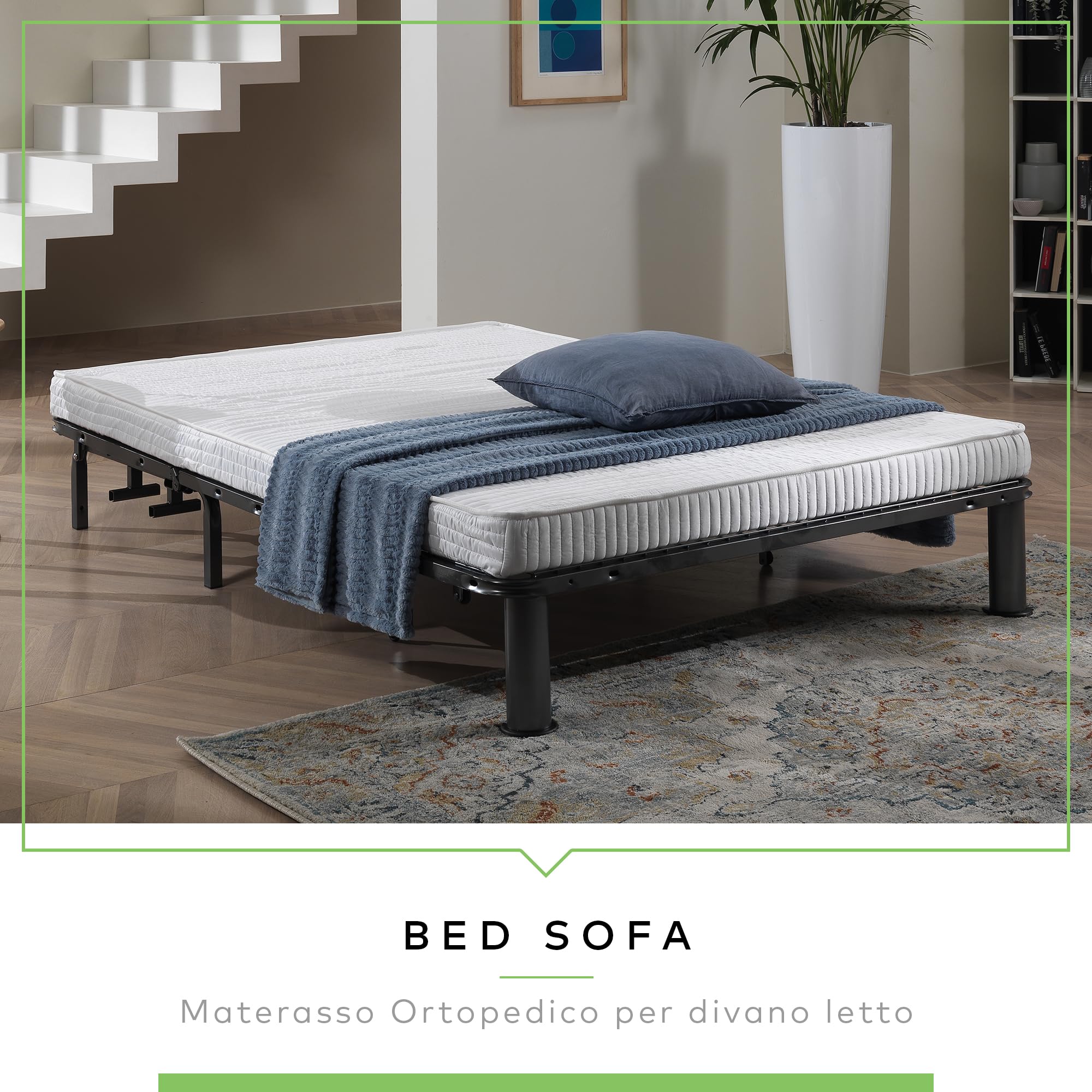 EVERGREENWEB Matelas pour canapé 140x190 cm lit pour Banquette B.Z. 10 cm de Hauteur, revêtement Blanc hypoallergénique, Matelas d'appoint Pliant en Mousse, Bed Sofa