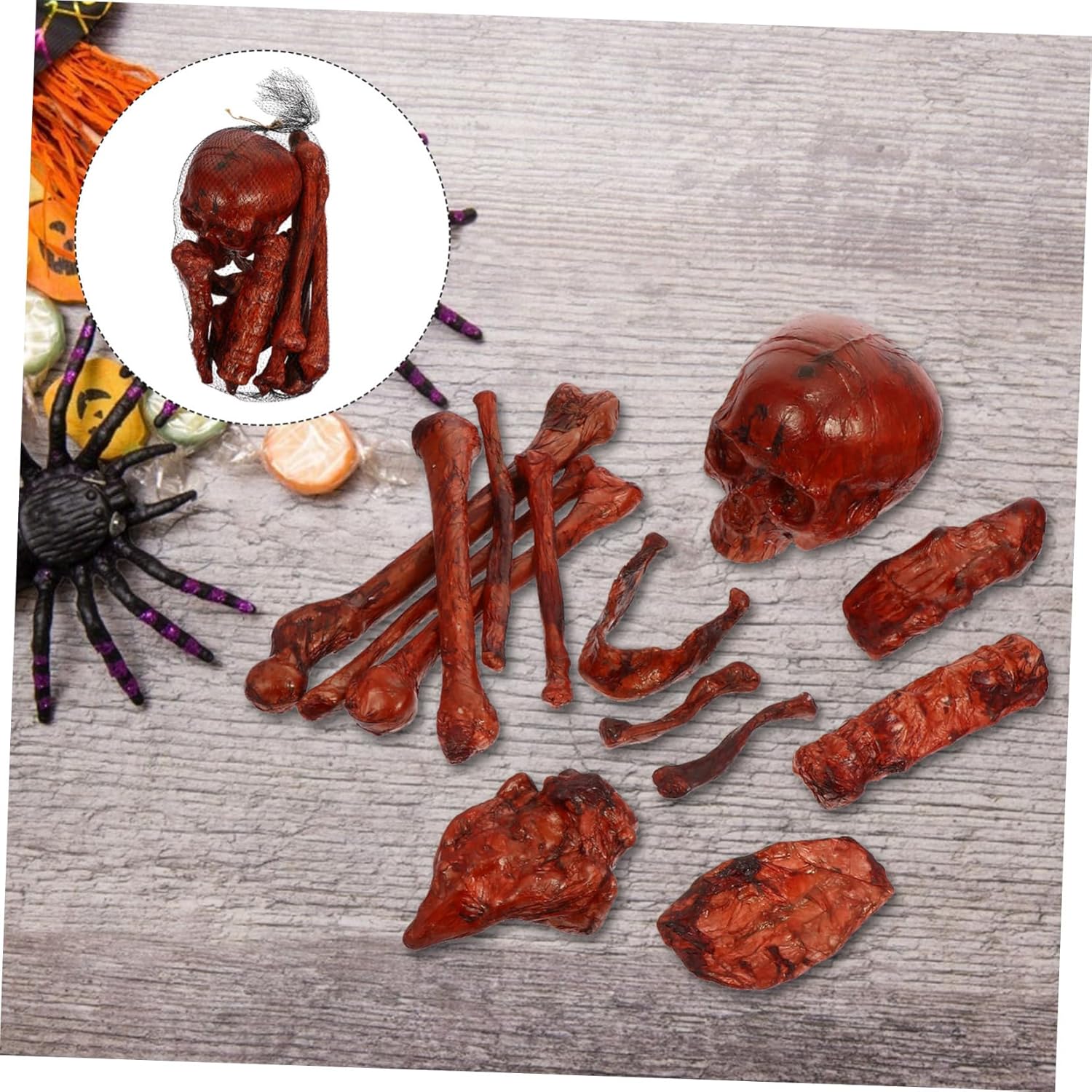 Luxshiny 1Set Artificial Skeleton Ornaments Creepy Halloween Props for Haunted House Outdoor Decoration Realistic Skull Decor for Festive Atmosphere