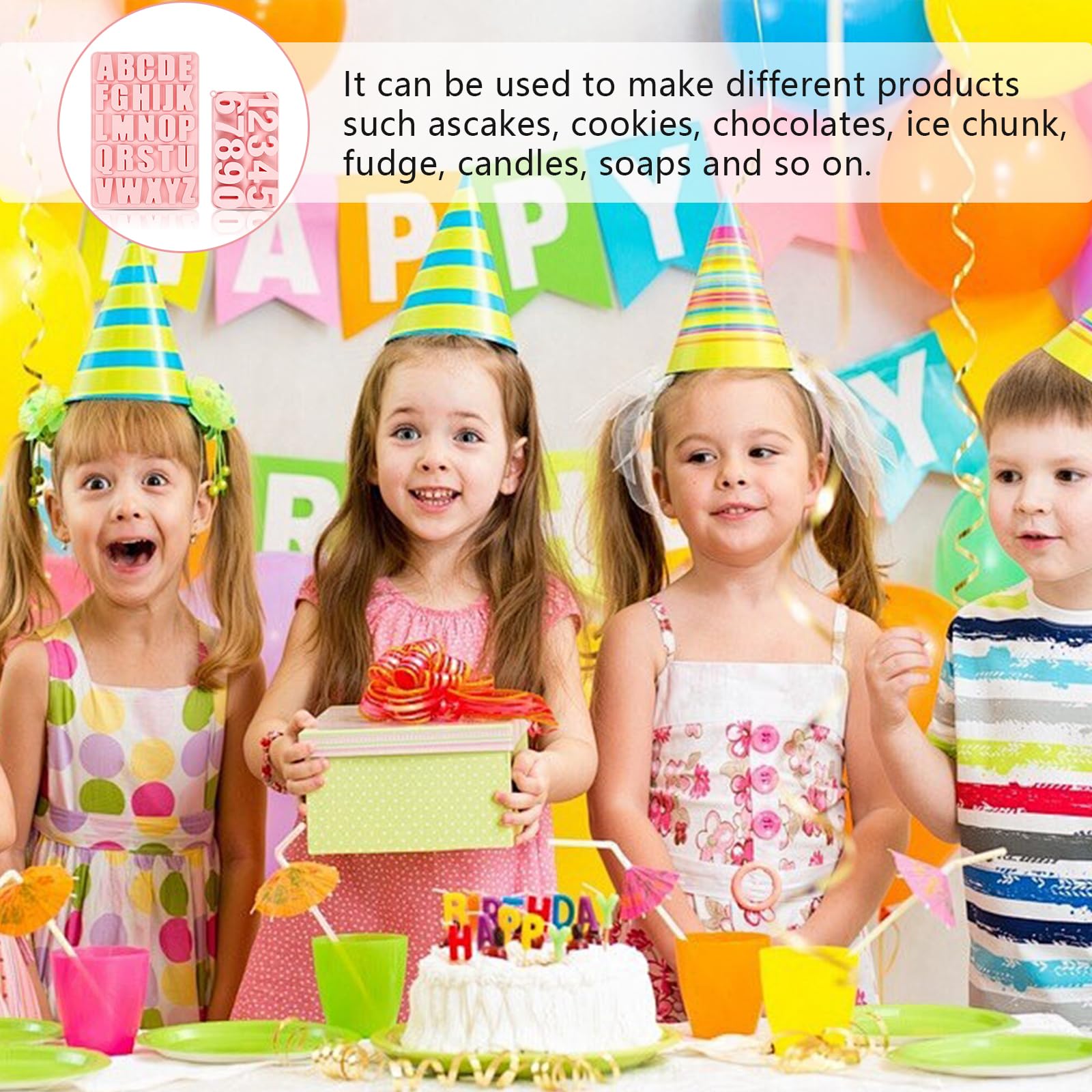 Gurxi 2-tlg. Alphabet & Zahlen Backformen Aus Silikon - Rosa Backmodel Für Schokolade, Kekse & DIY