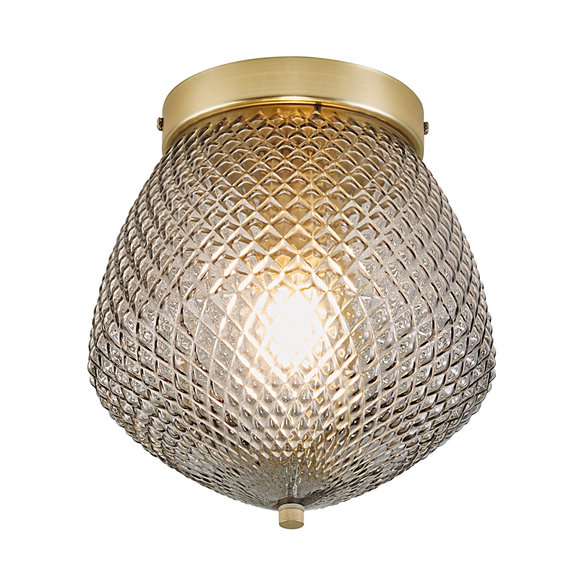 Nordlux Transparent Smoky Grey, Brass Orbiform Ceiling Light Made Of Glass