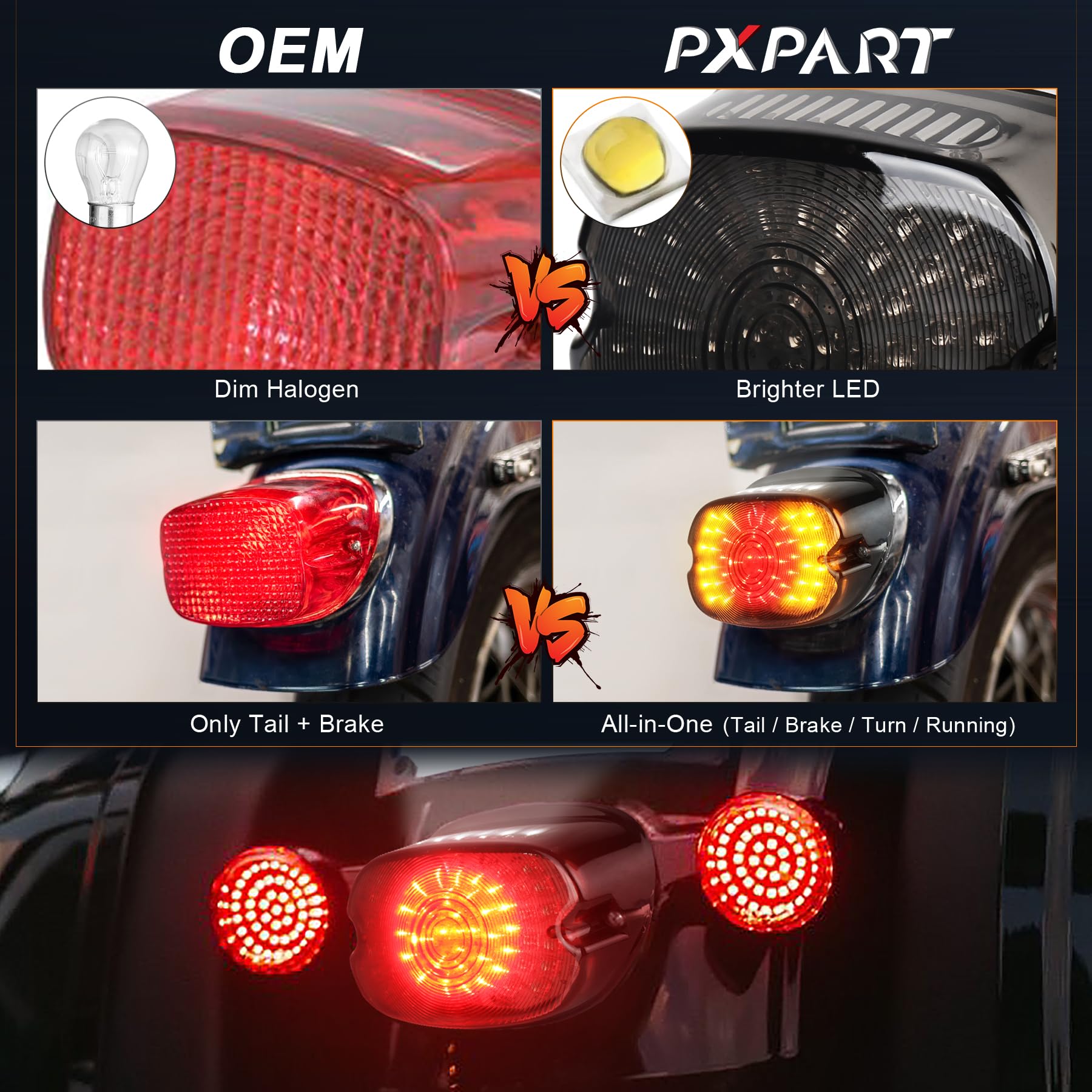 Amazon.com: PXPART Smoked LED Tail Light, Low Profile Motorcycle