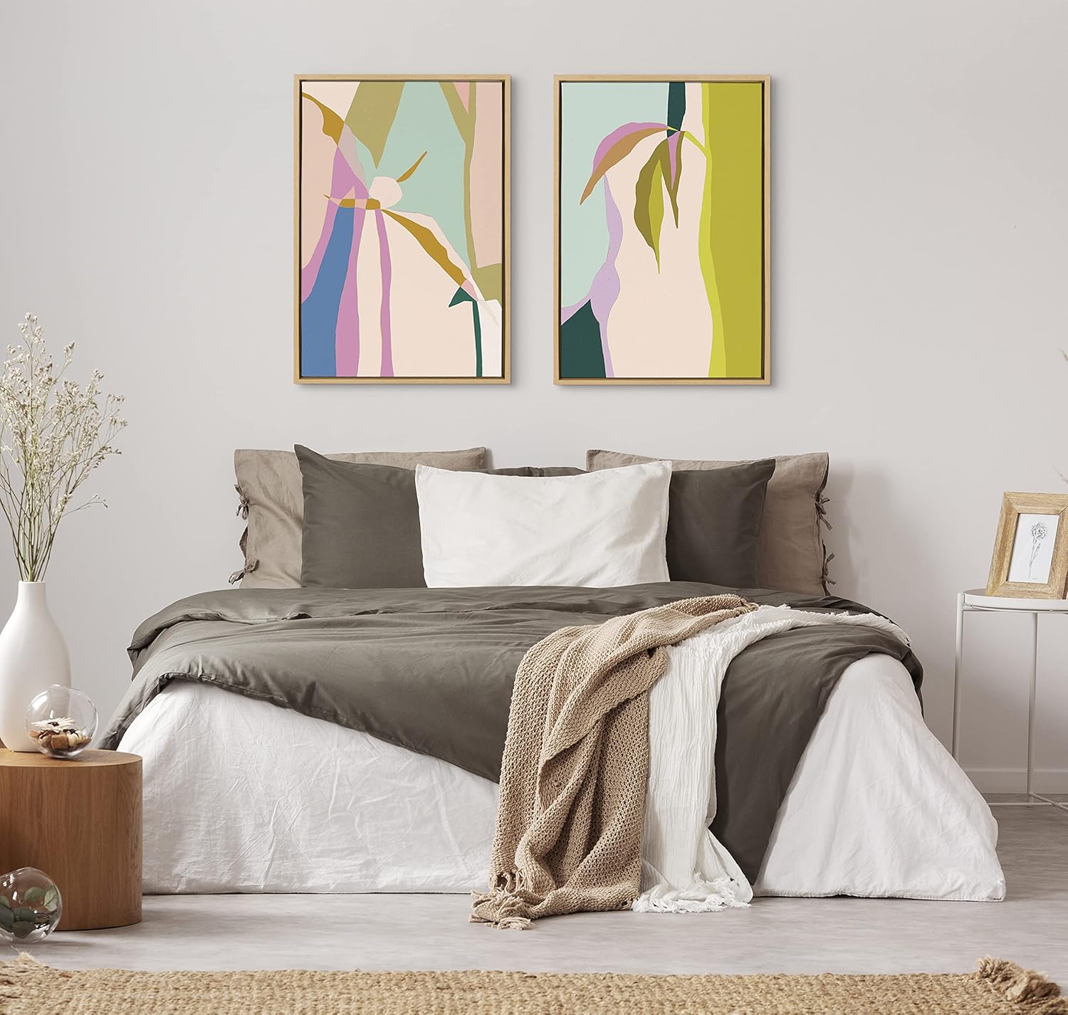Abstract Canvas Print Set in Natural Frame, 23x33