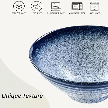 Ceramic Ramen Bowl Set, 2 Sets 950ml Large Japanese Noodle Soup Bowls with Spoons and Chopsticks for Soup Udon Soba Pho Asian Noodles Pasta Salad