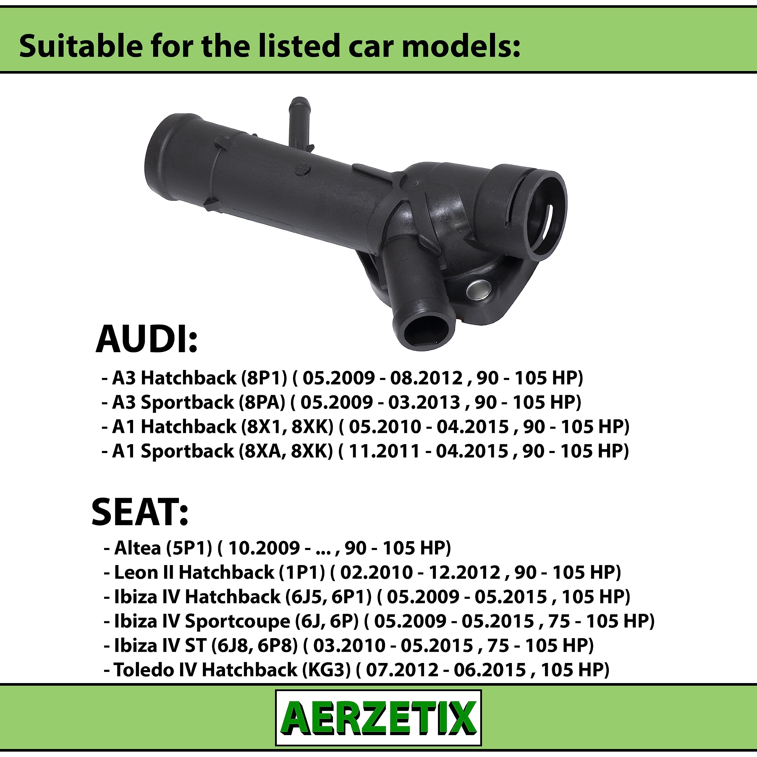 AERZETIX - C67186 - Bride de liquide de refroidissement avec joint d'étanchéite et raccord d'interrupteur thermique - compatible avec numéros OE 03L 121 131B, 03L 121 131F