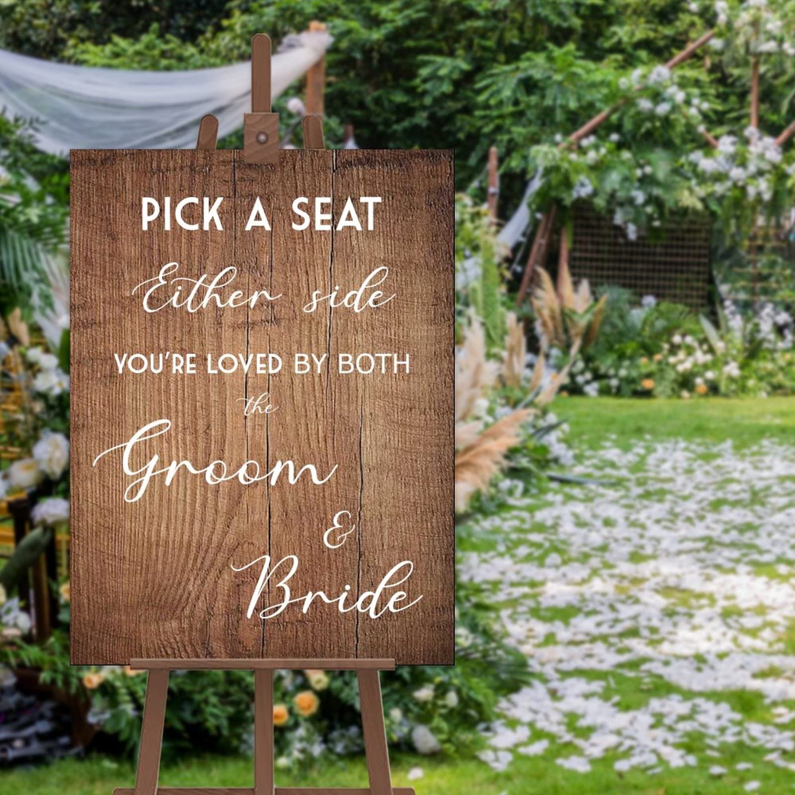 Plaque de mariage Pick A Seat en bois decoration ceremonie 61x45cm
