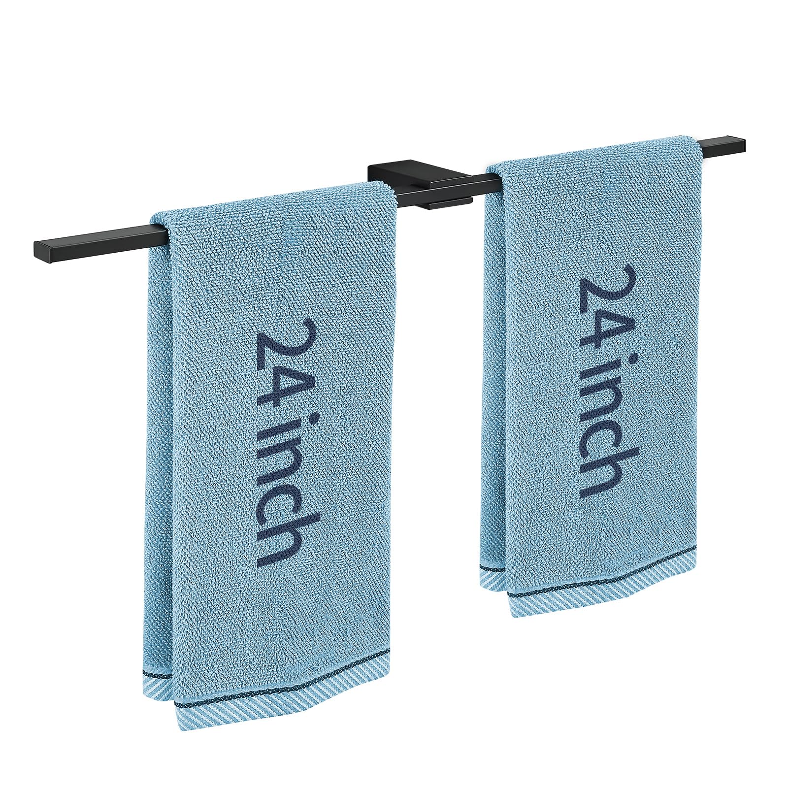 BAKALA 24 Inch Matte Black Towel Bar for Bathroom, Adjustable Towel Rack Wall Mounted, Sturdy Hand Towel Holder for Bathroom Wall, Single Towel Rod for Bathroom, Kitchen Organization and Storage