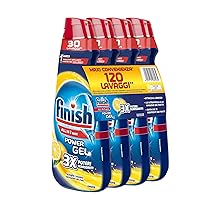 Finish Powergel Gel Detersivo per Lavastoviglie Liquido, Multiazione, Poteri Sgrassanti, Gel Lavastoglie al Limone, 120 Lavaggi, 4 Confezioni da 30 Lavaggi