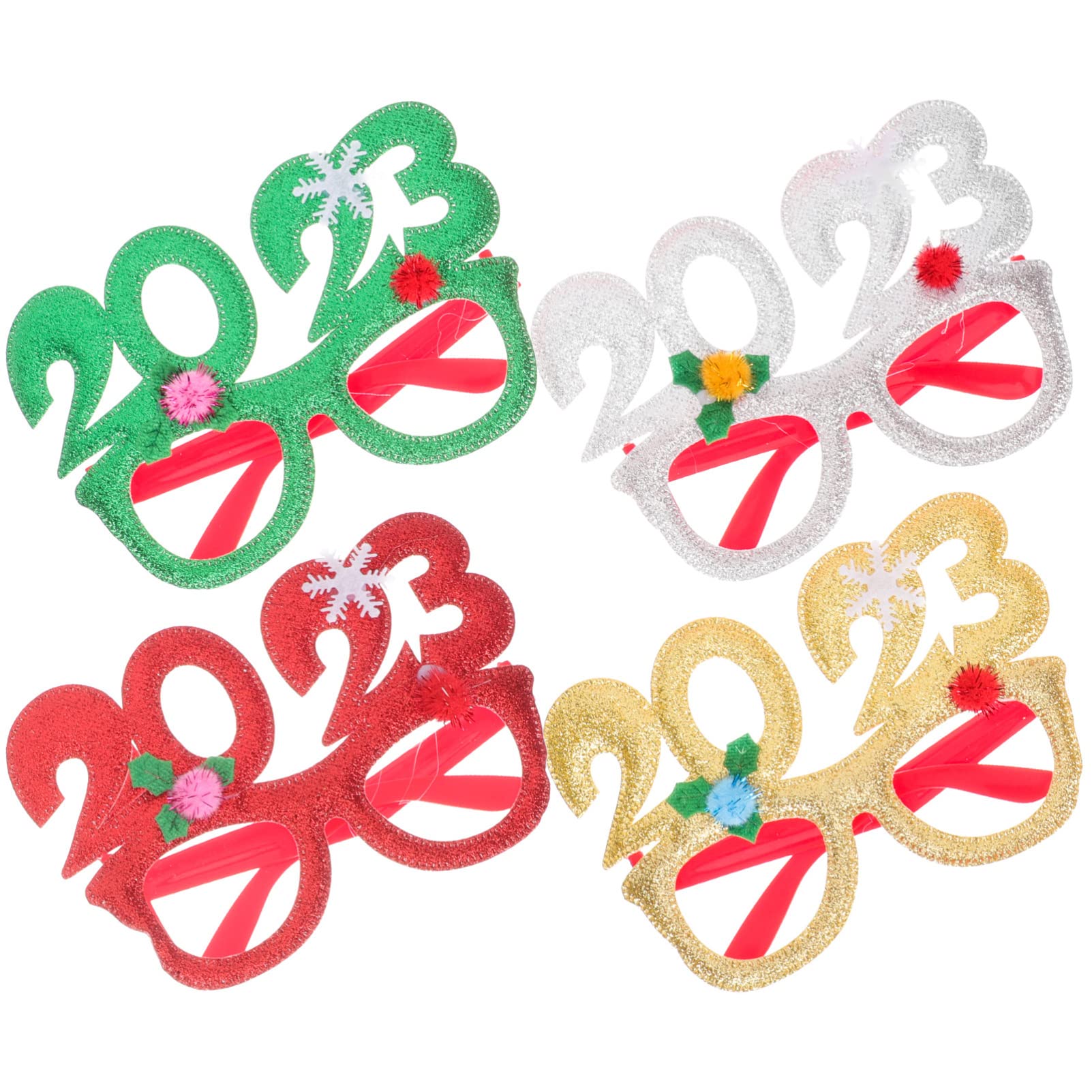 jojofuny 20stücke Neujahrsbrillen Lustige Eyeglasses Als Fotorequisiten Für Weihnachtsfeiern Rot Grün Gold Und Silber Für Partys Und Festliche Anlässe