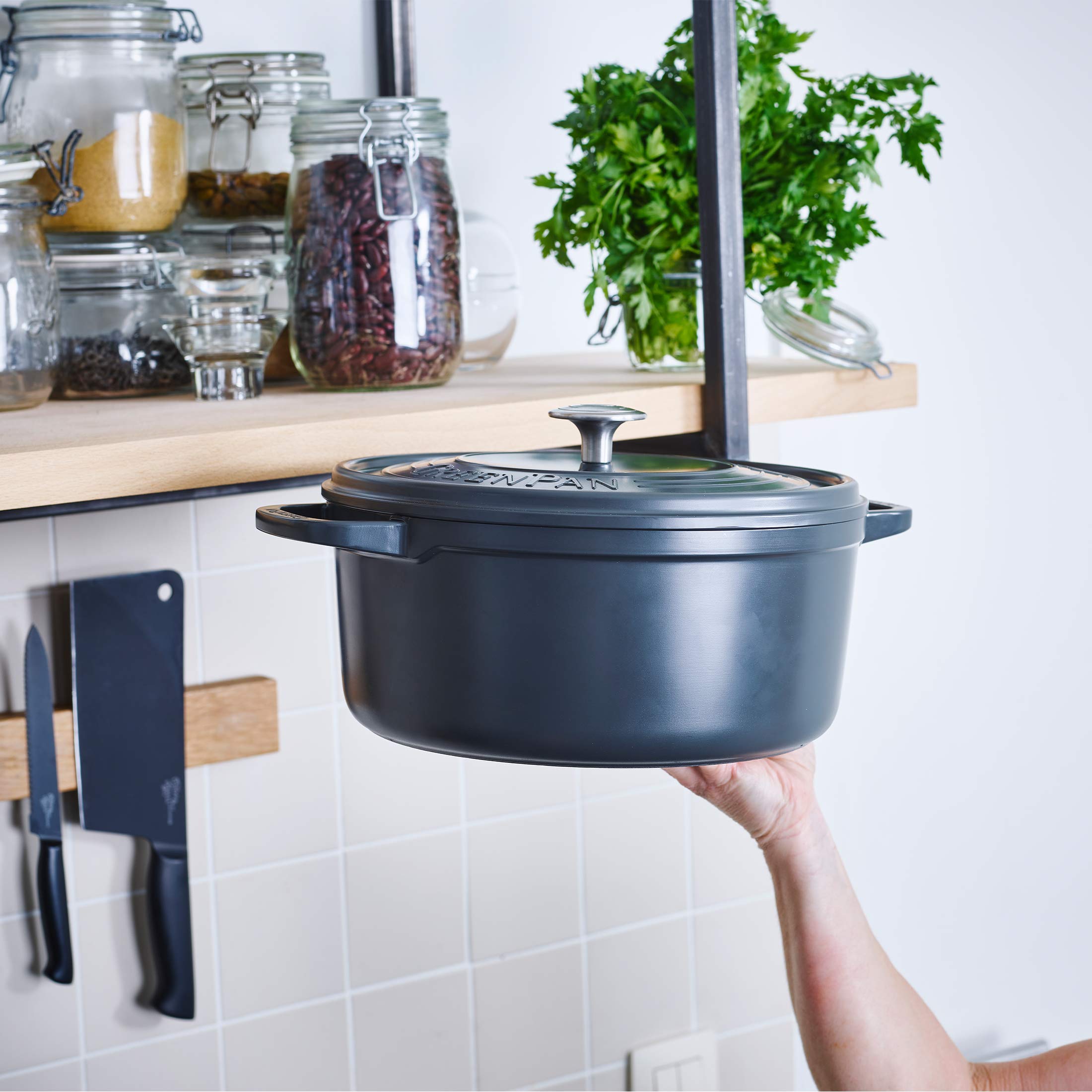 GreenPan Dutch Oven, Cast Iron Casserole Dish with Lid, Toxin Free