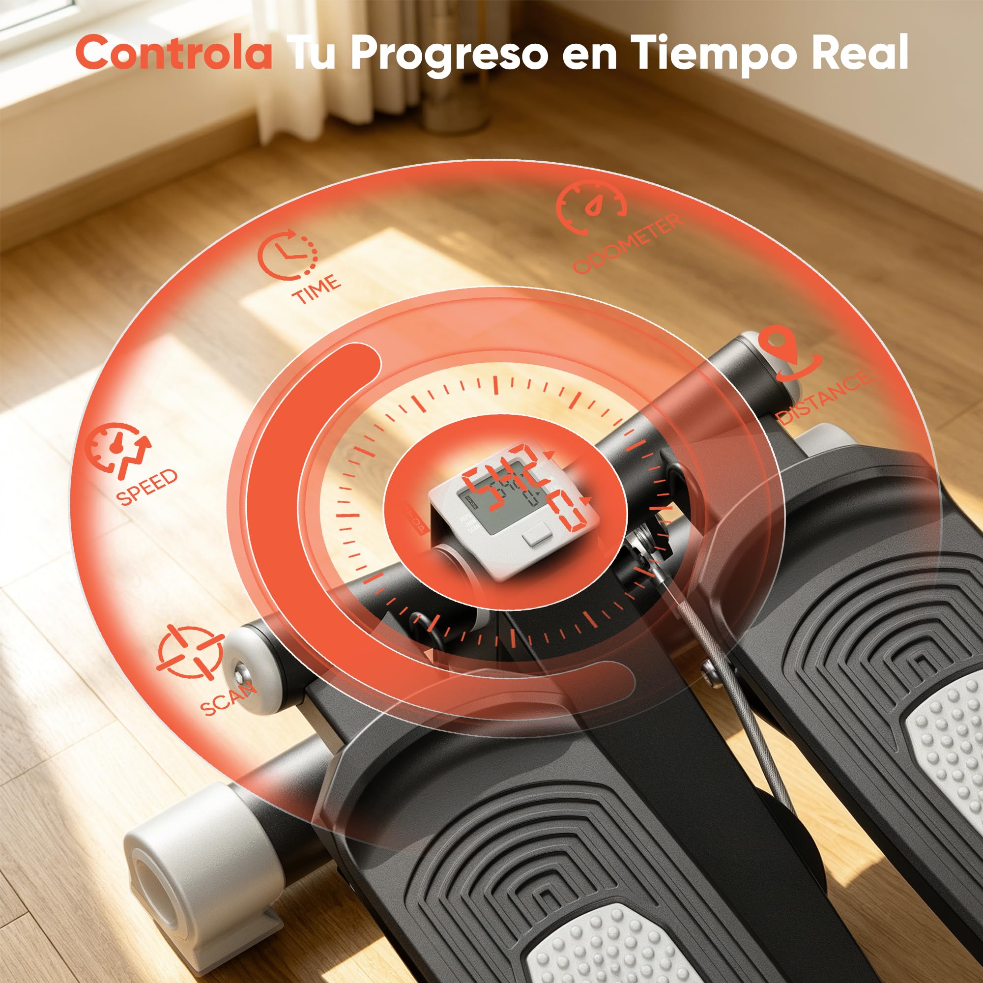 GIDGIMO Twist Stepper con Bandas de Resistencia, Mini Stepper Hidráulico para Casa, Entrenamiento de Cuerpo Completo para Piernas, Glúteos, Abdomen y Brazos, Máquina de Fitness Compacta y Silenciosa