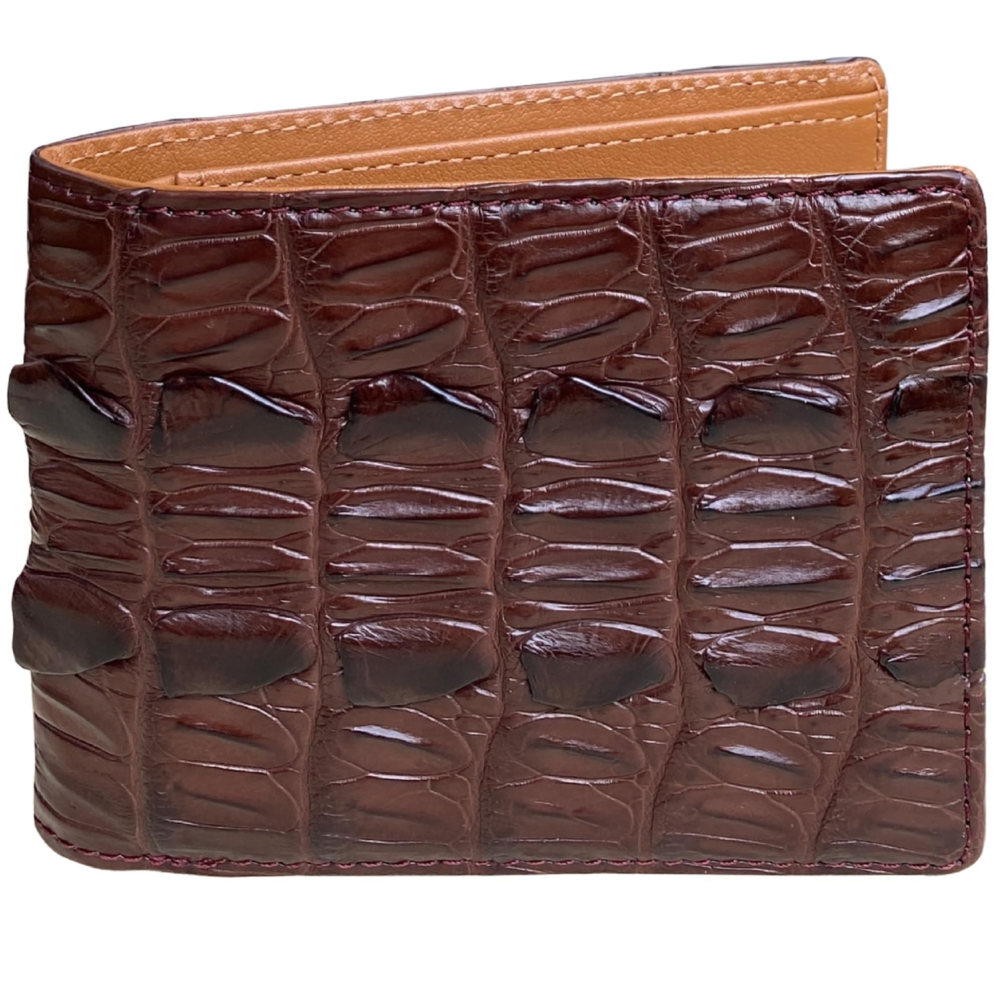 Dark Brown Bifold Leather Wallet Men AIIigator With Flip Out ID Holder Credit Card Holder Premium RFID Blocking Front Pocket Handmade Gift For Birthday Wedding Anniversary Father's Day VINAM-101