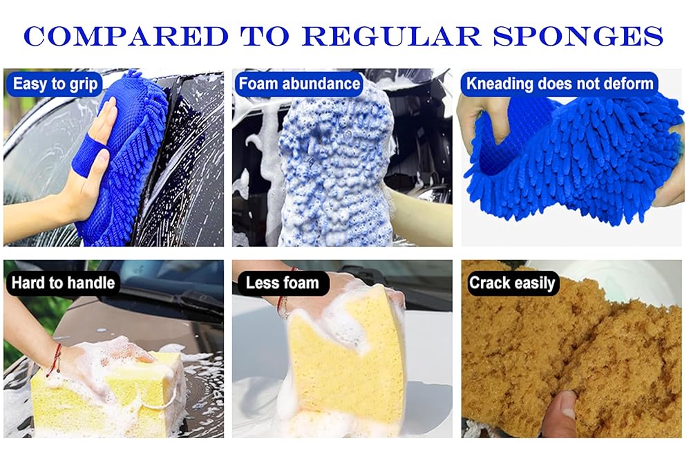 2-Pack Non-Scratch Dual-Sided Microfiber Car Wash Mitt view 3