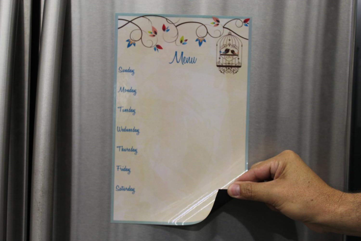 Dry Erase Magnetic Refrigerator Office Dorm Calendar to-Dos and Menu Sheet Love Birds Mint Trim Set busybeetime with Larger Day Boxes
