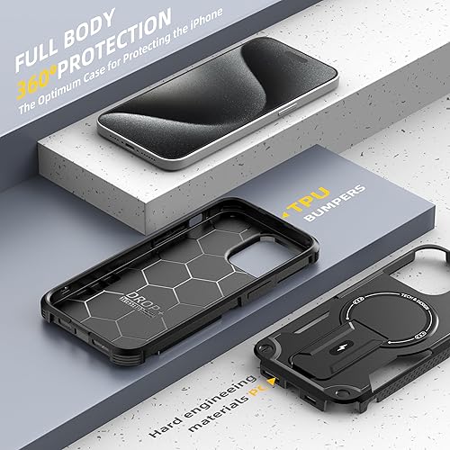 Miniatura 6 de ACCREW Funda magnética para iPhone 15 Pro Max con soporte invisible compatible con MagSafe protección contra caídas con borde de TPU suave, parte