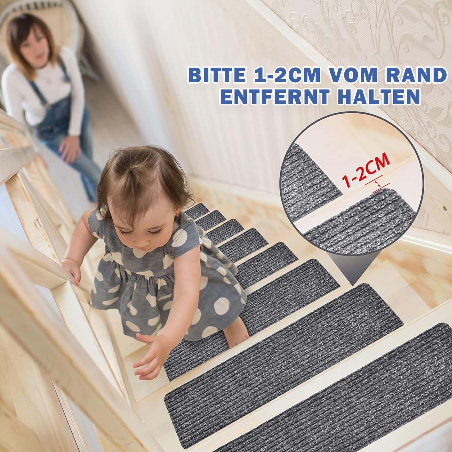 15 Tappetini Antiscivolo Per Scale Duscdesp – Autoadesivi Senza Colla, 60x20 Cm Grigio Scuro, Per Interni E Scale In Legno O Marmo