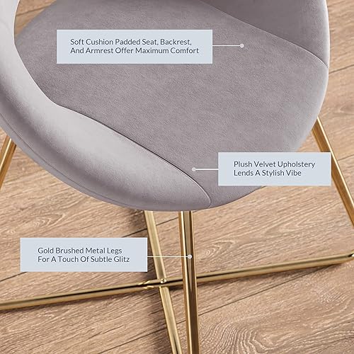 Miniatura 4 de BELLEZE Silla decorativa de terciopelo, silla de maquillaje moderna con respaldo, cómoda silla de escritorio, silla de oficina, sillas de comedor