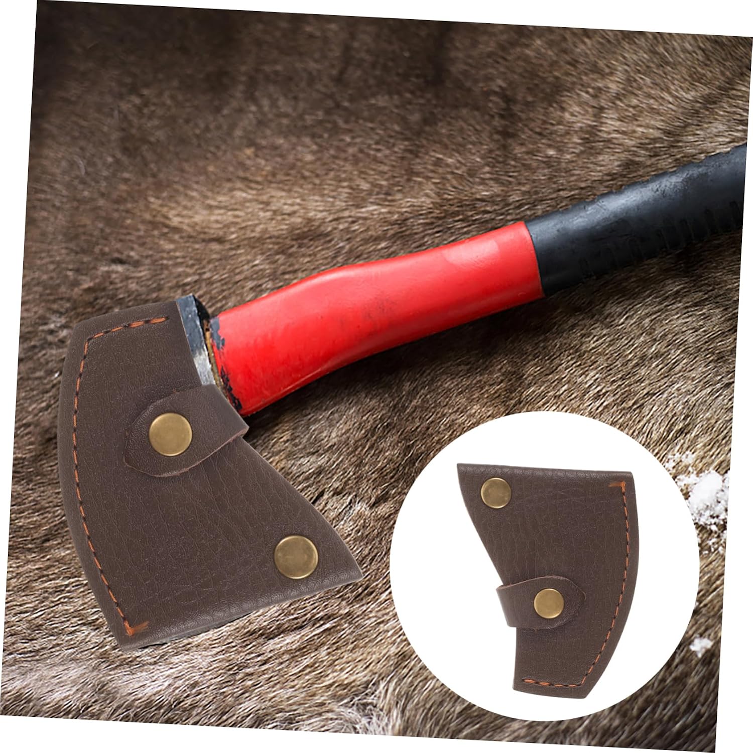 ORFOFE Thick Leather Axe Head Sheath Protective Case for Camping Portable Hatchet Cover Easy Removal