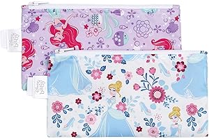 Disney Kids' Reusable Ziploc Snack Bags with Princess Designs