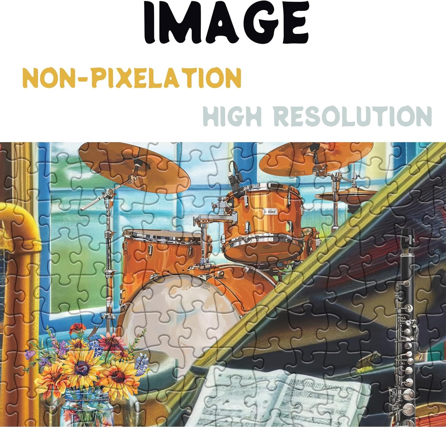 Music Room Puzzles for Adults 1000 Pieces, Pretty Musical Art Jigsaw Puzzles, Funny Cat Dog Puzzles