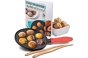 Upstreet Ponganalu Pan Cast Iron, Ideal for Mini Pancake Mold, Takoyaki Maker, and Danish Stuffed