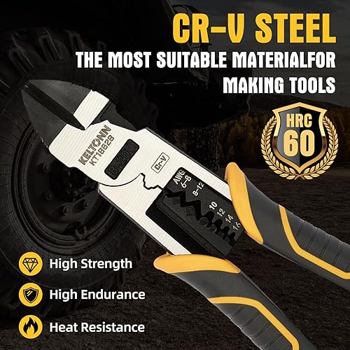 Miniatura 3 de Alicates diagonales para cortadores de alambre, herramienta de corte, pelado, crimpado y agarre 4 en 1 para electricistas, acero CR-V con diseño