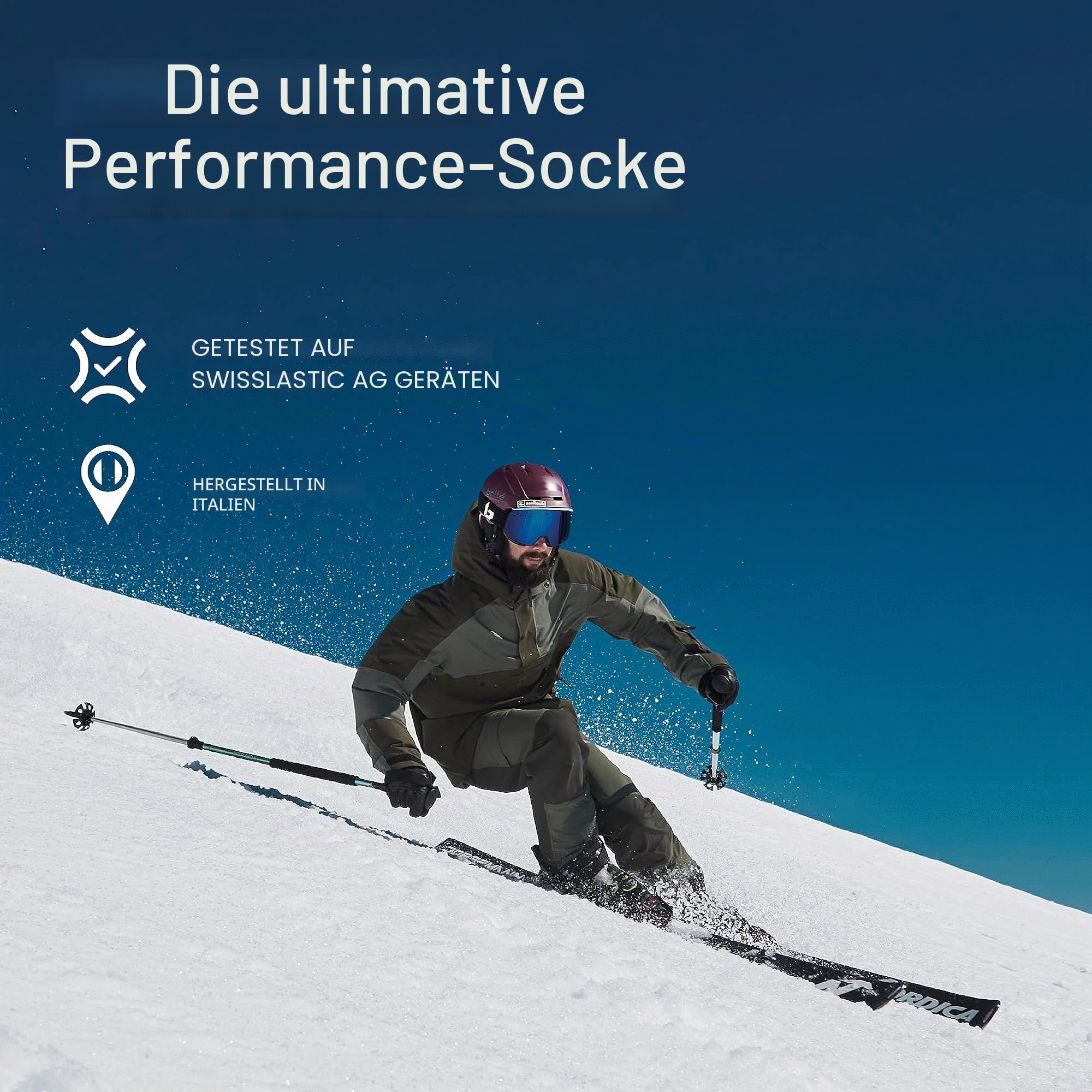 STOX Energy Socks Skisocken Herren, Merino Kompressionsstrümpfe | Ski und Snowboard Thermosocken, Klasse 2 Compression Socks Men, Thermo Socken, Kompressionssocken, Anti-Blasen, Nahtlos