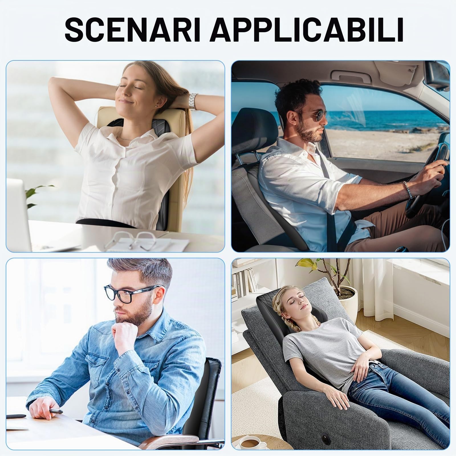 Massaggiatore Cervicale con Calore,3D Massaggiatore Schiena e Collo con 3 Velocità Regolabili e 3 Modalità Cuscino Massaggiante per Rilassarsi a Casa,Auto e Ufficio