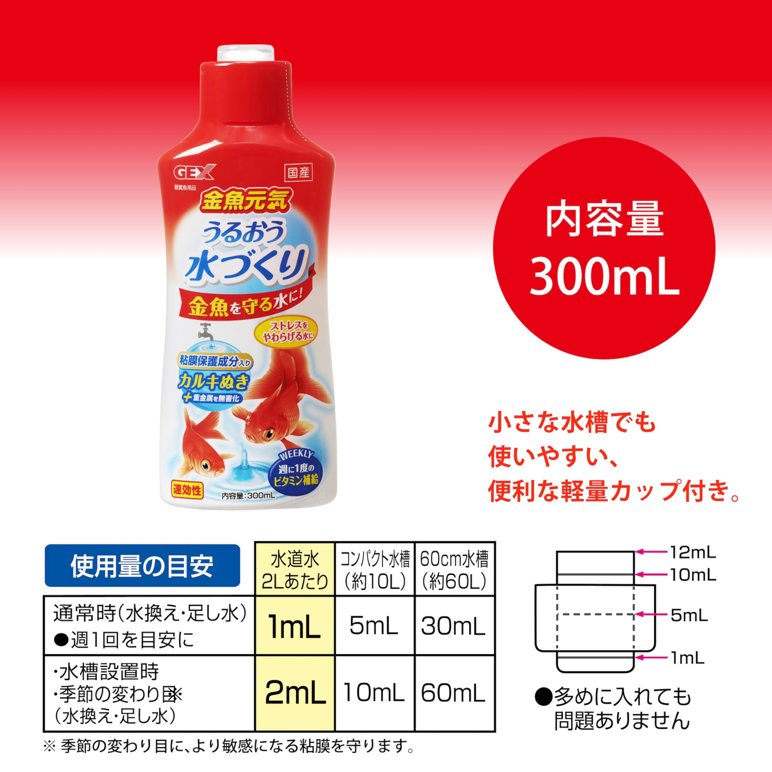 Amazon.co.jp: ジェックス 金魚元気 うるおう水づくり300mL カルキぬき