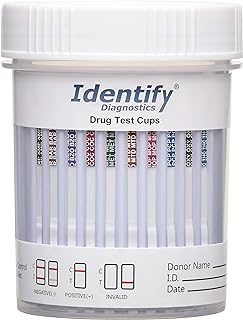 5 Pack Identify Diagnostics 10 Panel Drug Test Cup - Testing Instantly for 10 Different Drugs THC50, COC, OXY, MOP, AMP, BAR, BZO, MET, MTD, PCP ID-CP10 (5)