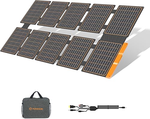FlexSolar Panel solar portátil de 100 W - 24% de alta eficiencia, IP67 impermeable, salida QC3.0 USB-AUSB-CCC para pequeñas centrales eléctricas,