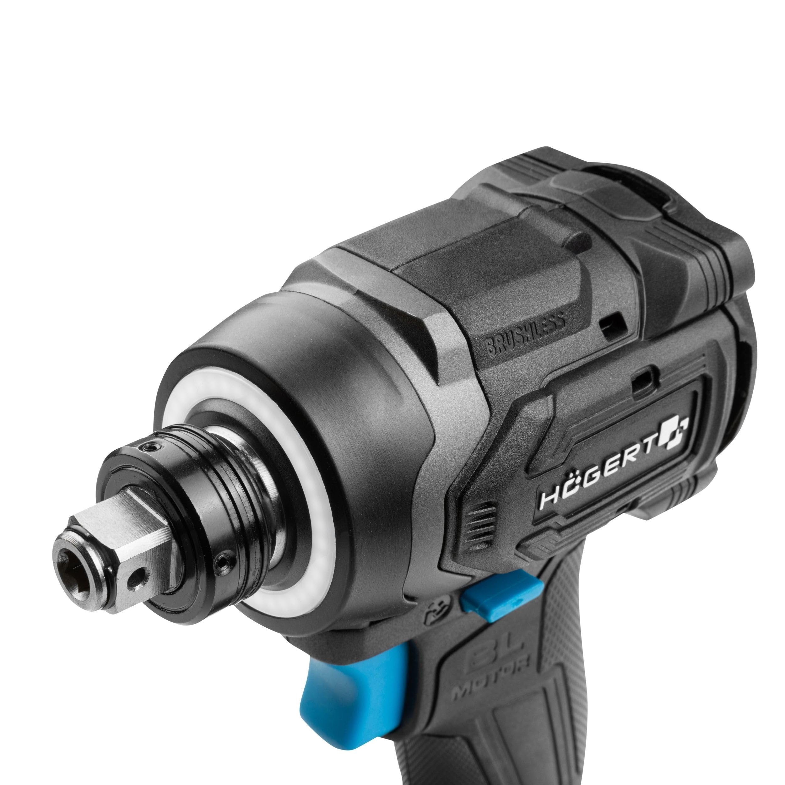 Högert Technik Llave de Impacto a Batería 18V OneAccuSystem, motor sin escobillas, 230 Nm, atornillador de impacto 2 en 1, 1/4" HEX y 1/2" cuadradillo, para taller y montaje, sin batería
