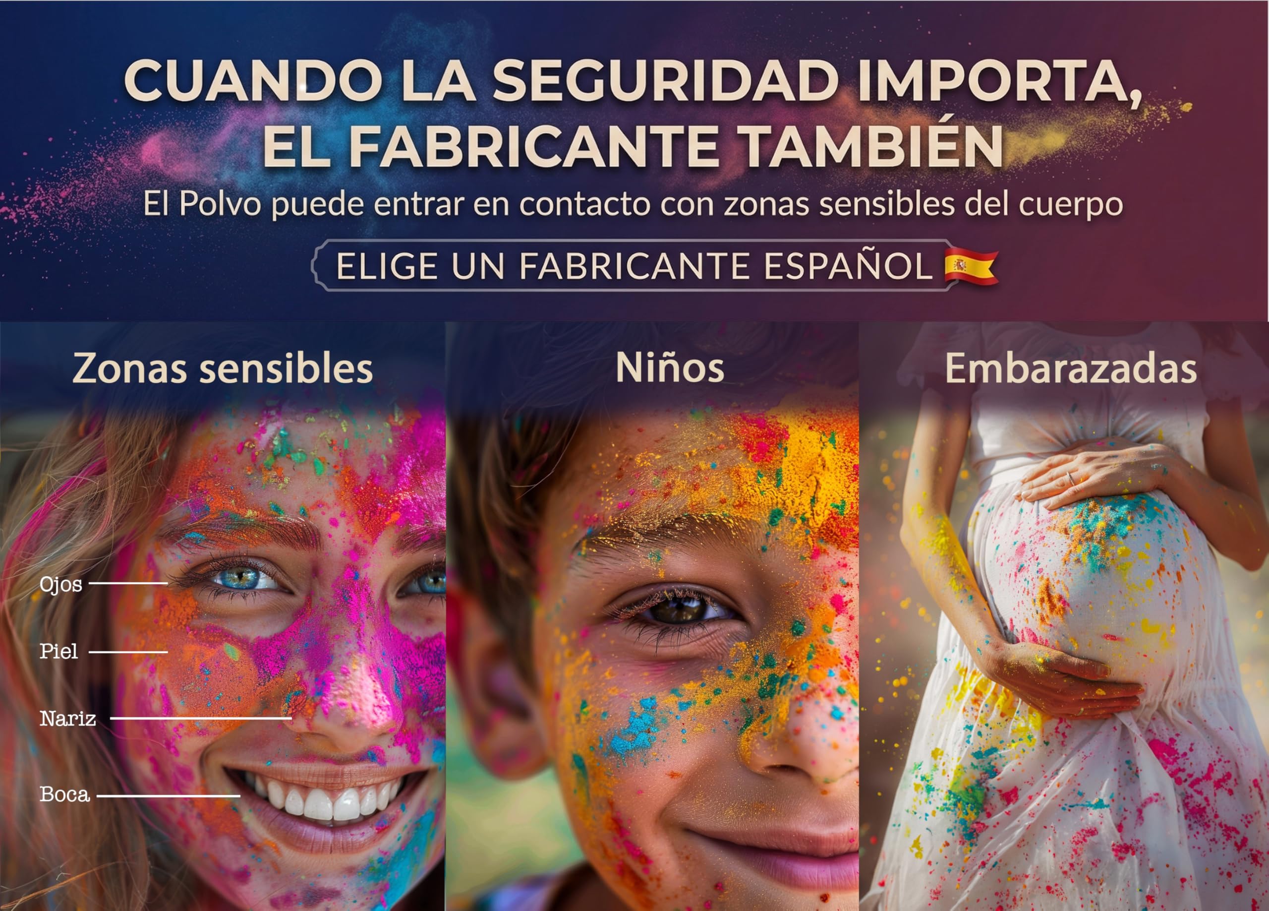 Holi Pack 100 Bolsas 75 Gr - 8 Colores - Pinta de Colores tus Fiestas Holi