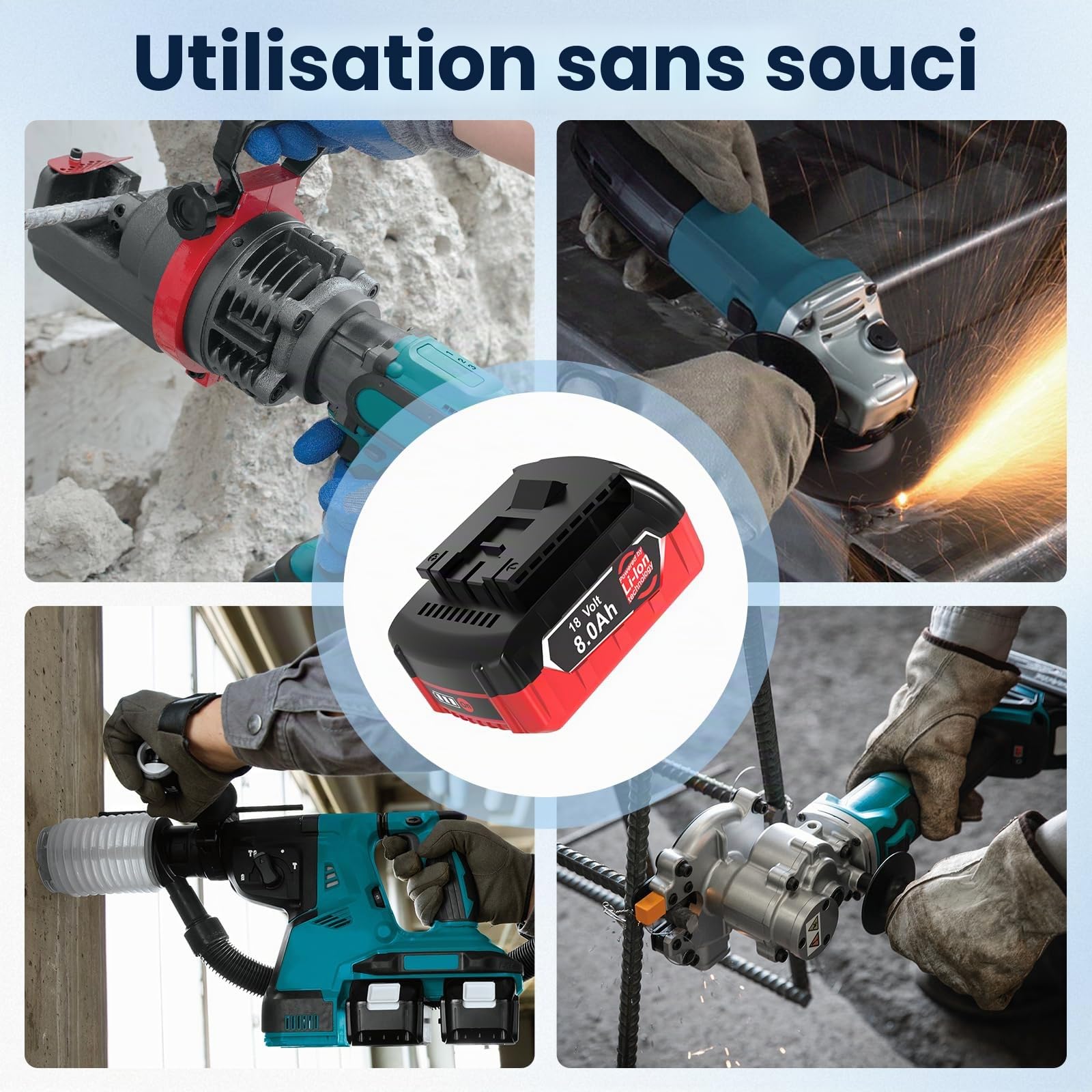 Dosctt 2 X 8000mAh Compatible pour Bosch Professional 18V System Batterie GBA, ne s'applique Pas à Toutes Les Batteries et Tous Les chargeurs des Outils 18 V du système pour Bosch Maison et Jardin.